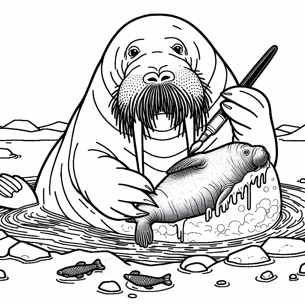 Additional walrus coloring page 2