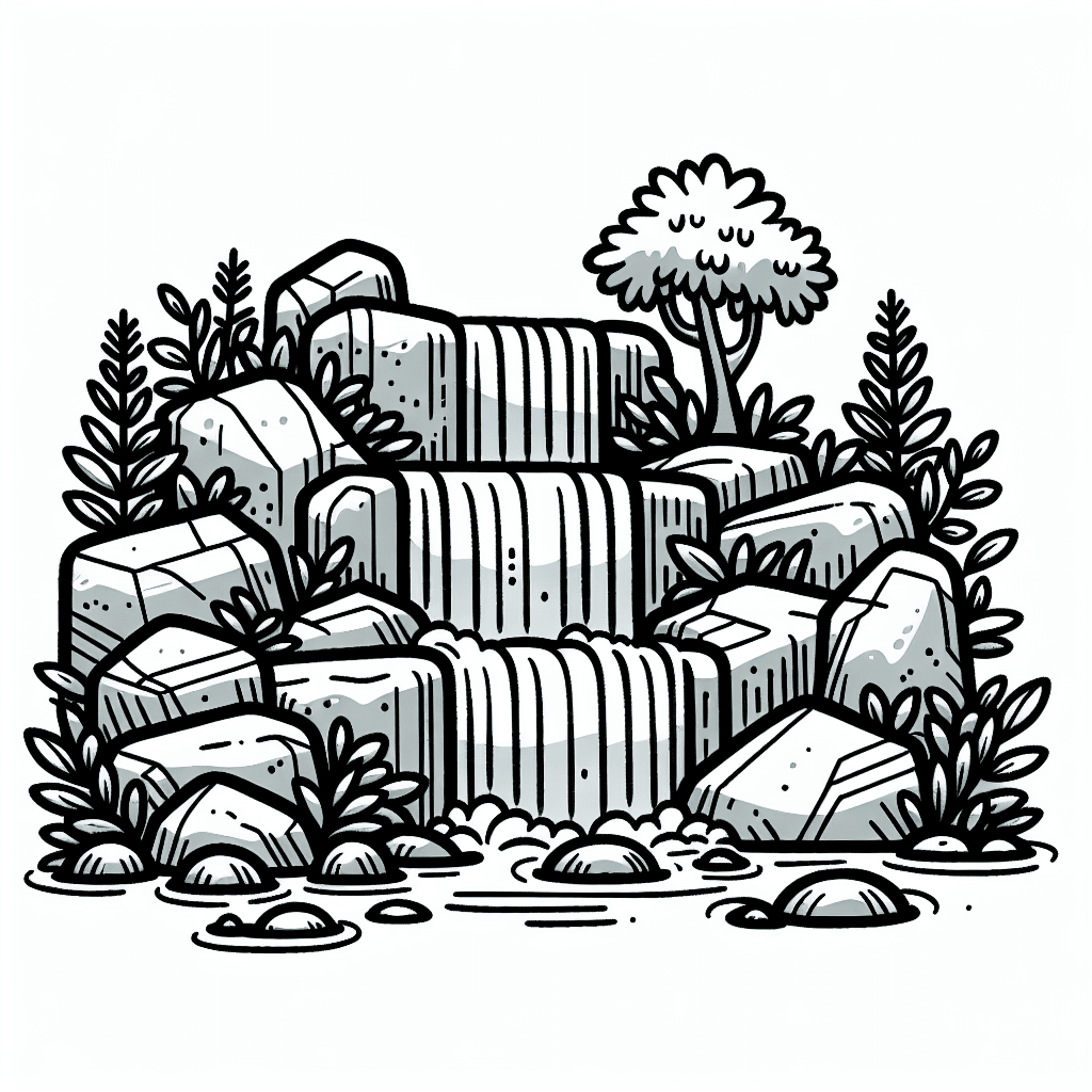 waterfall rocks coloring pages