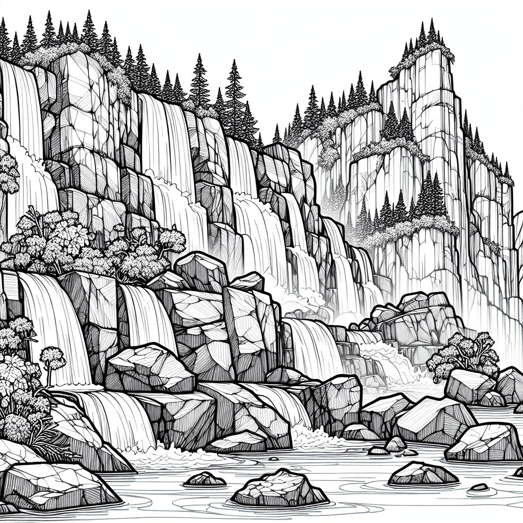 Additional waterfall rocks coloring page 1