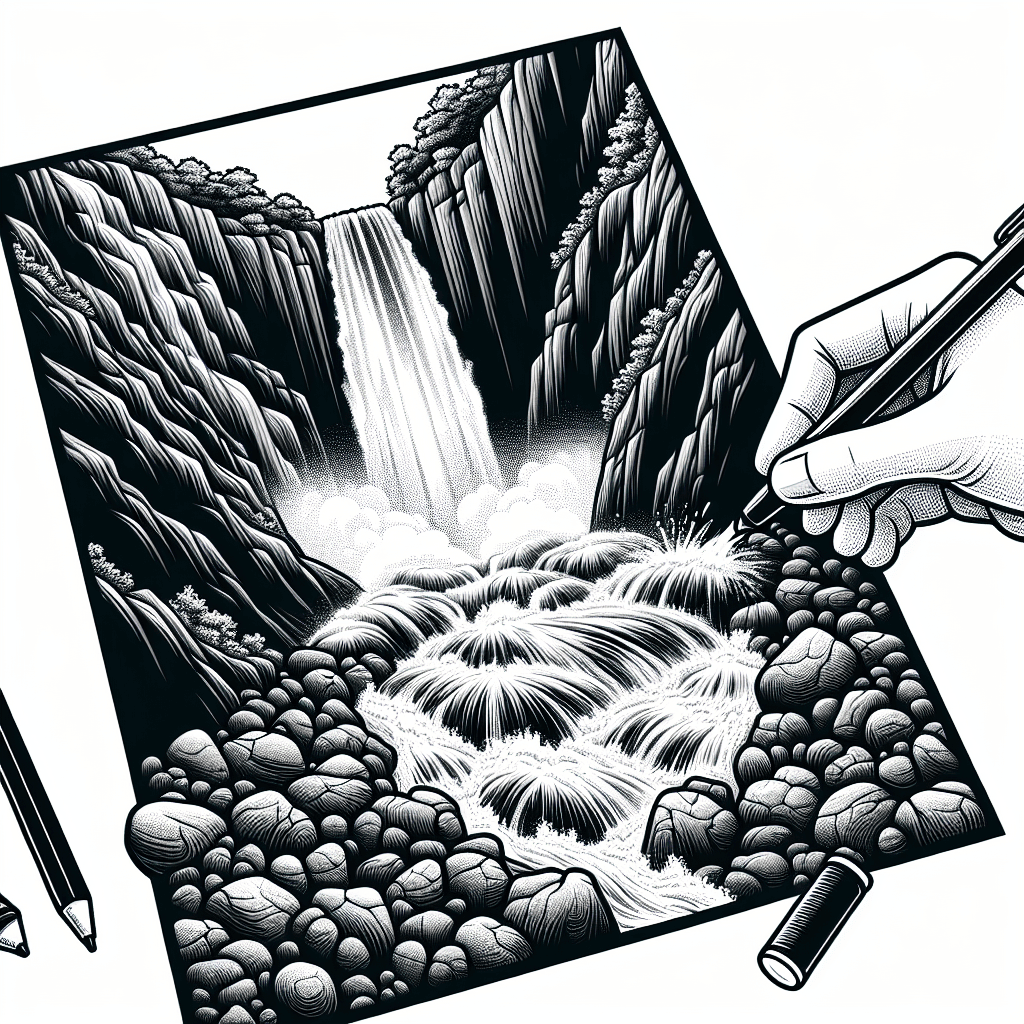 Additional waterfall rocks coloring page 2