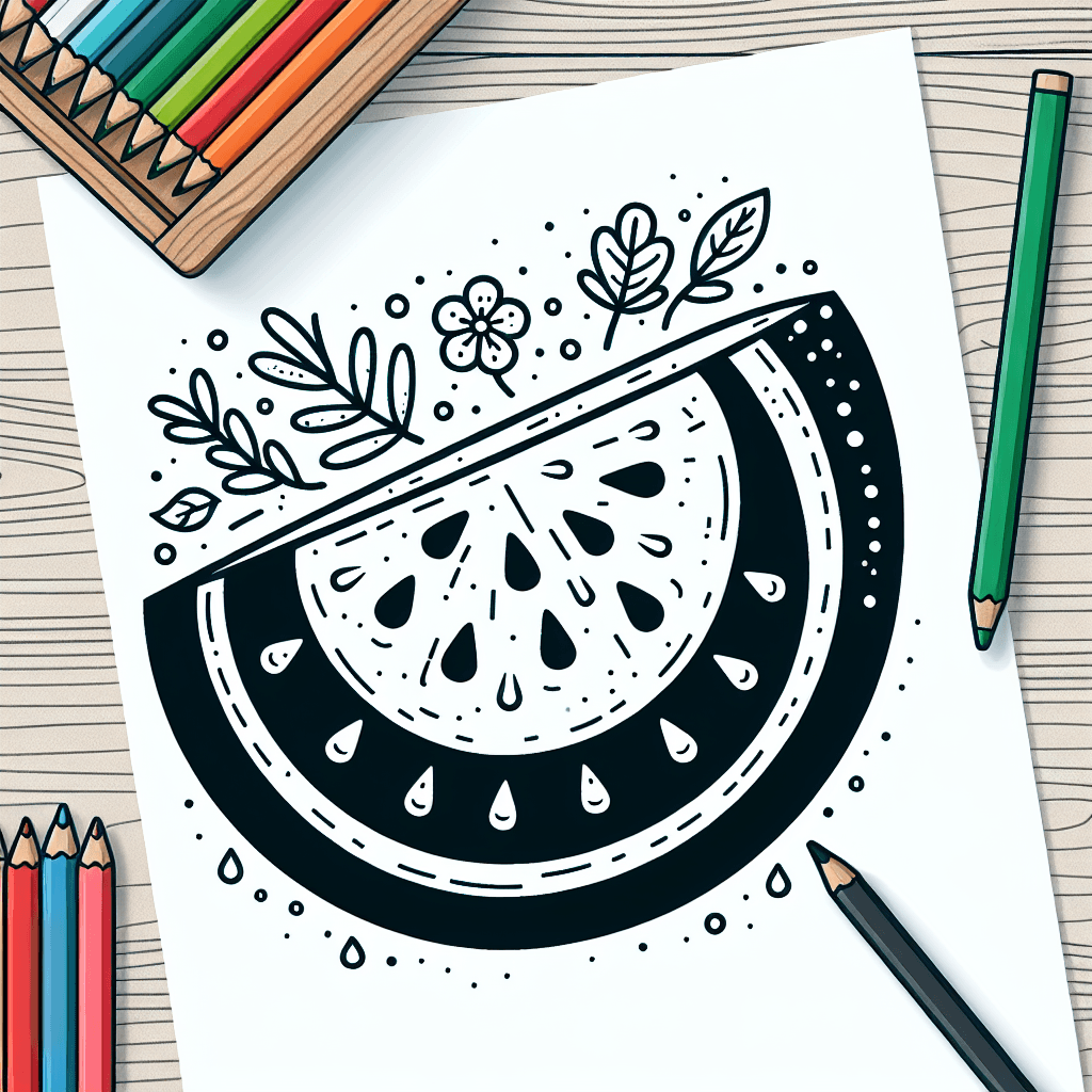 Additional watermelon slice coloring page 1