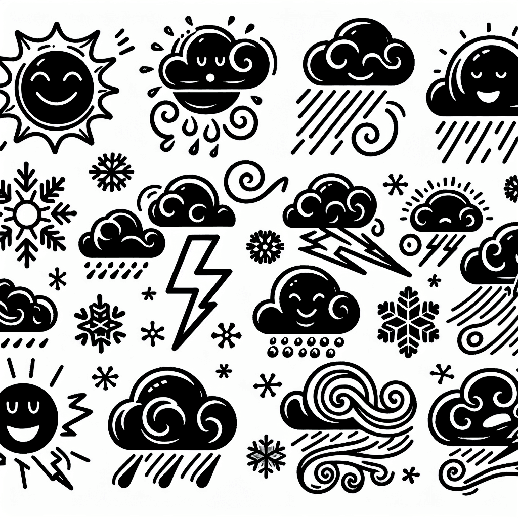 Additional weather symbols coloring page 2