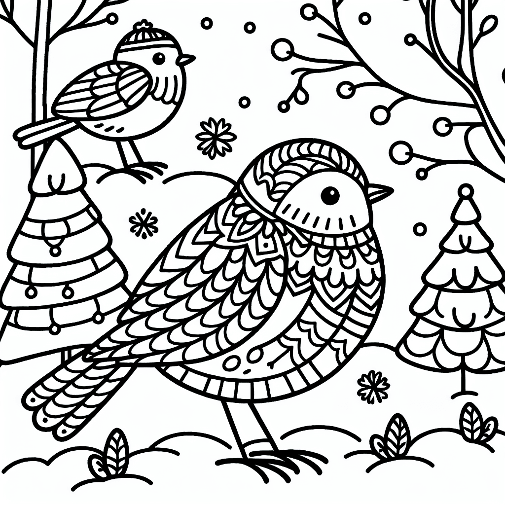 winter birds coloring pages