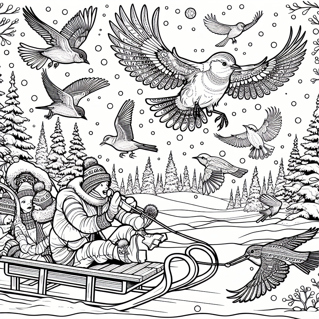 Additional winter birds coloring page 2