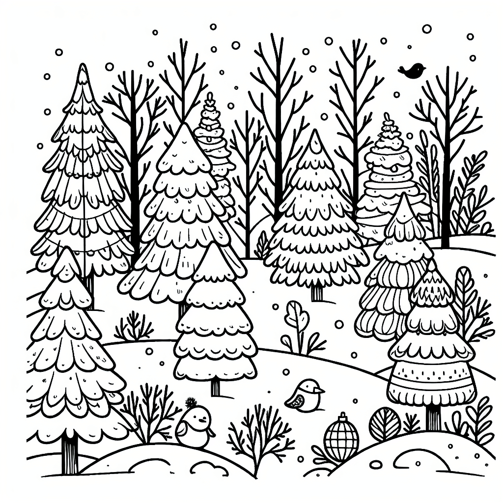 winter forest coloring pages