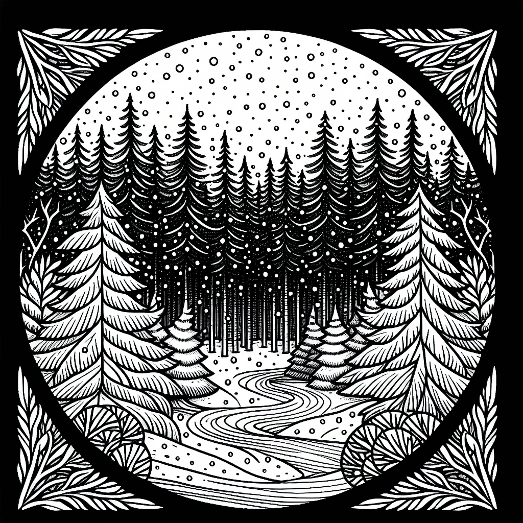 Additional winter forest coloring page 2