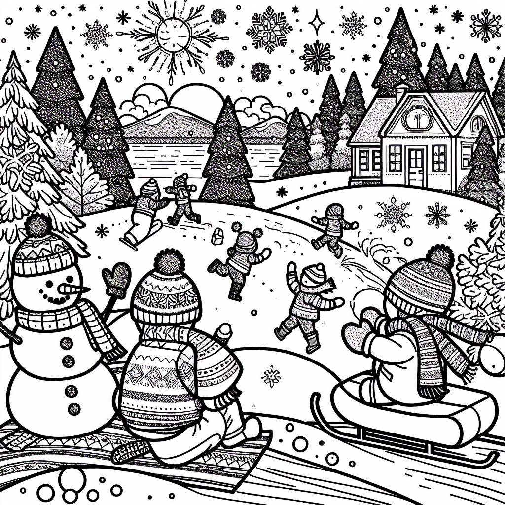 Additional winter fun coloring page 1