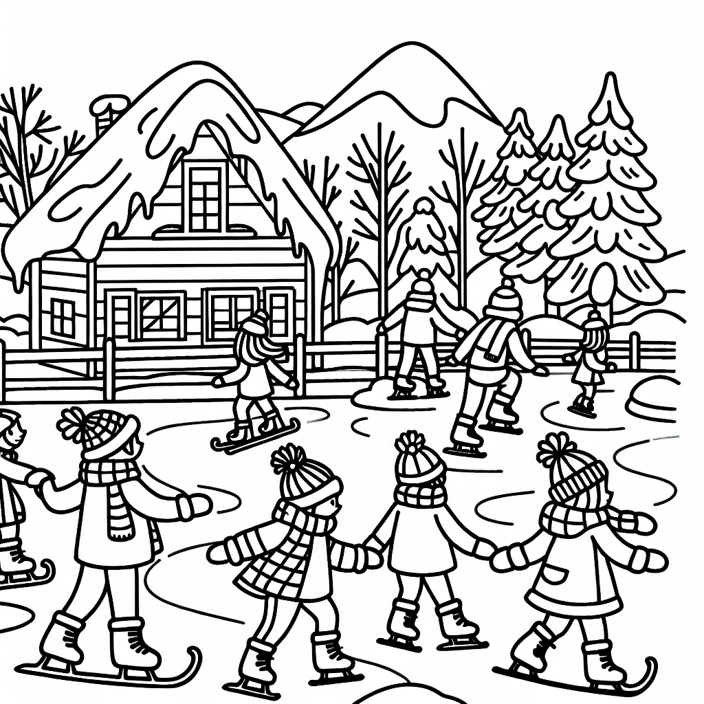 winter skating coloring pages