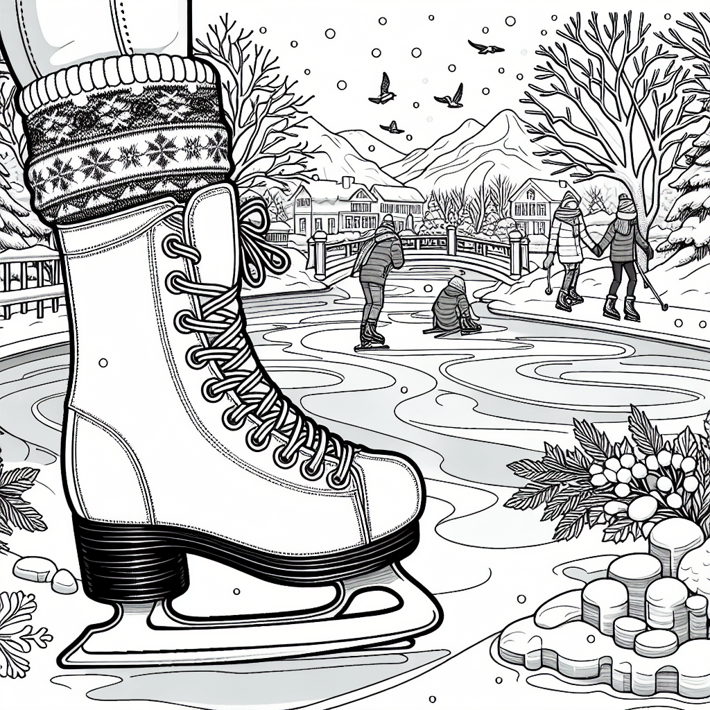 Additional winter skating coloring page 1