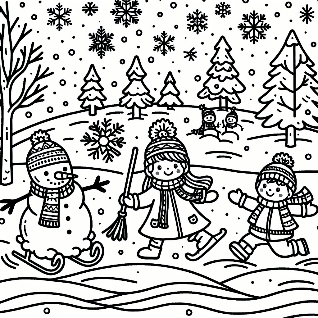 winter snow coloring pages