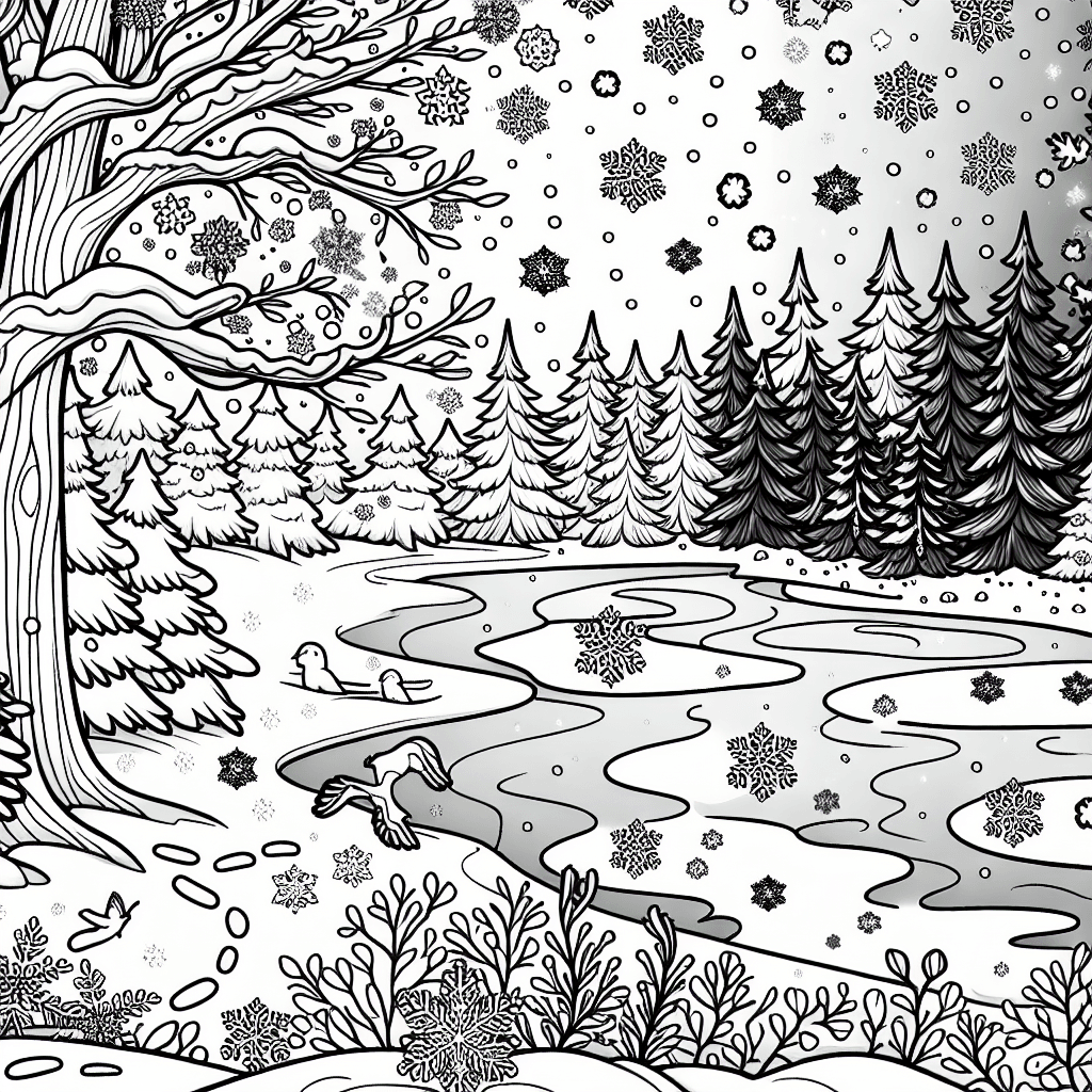 Additional winter wonderland coloring page 1