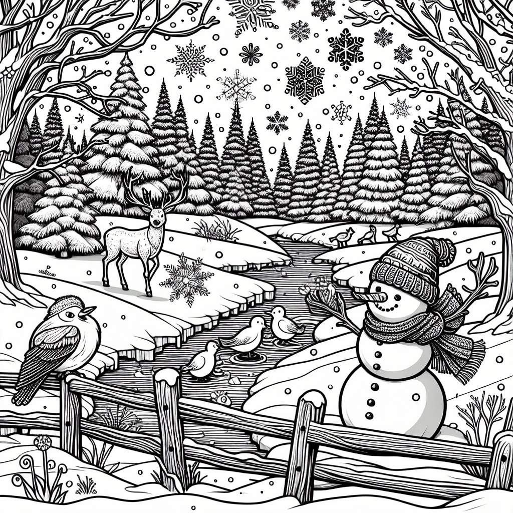 Additional winter wonderland coloring page 2