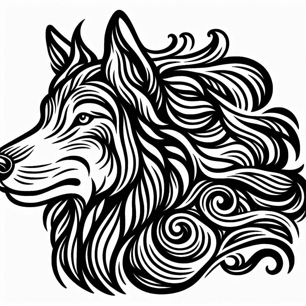 Additional wolf coloring page 1