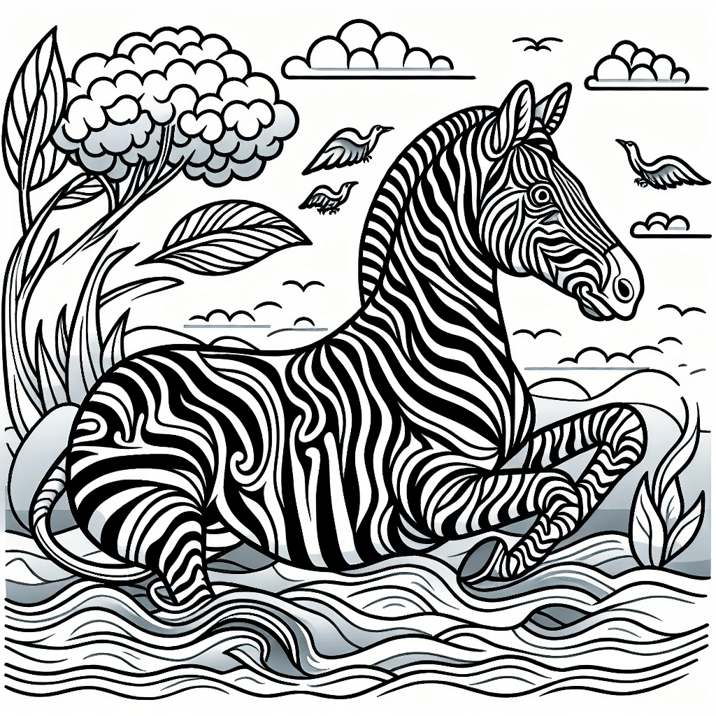 Additional zebra coloring page 2